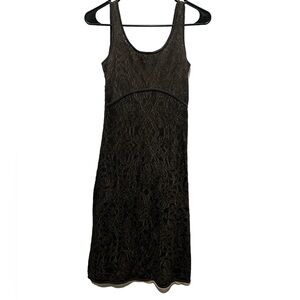 Peruvian Connection Dress Brown Sheath Lace Knit Size X-Small XS